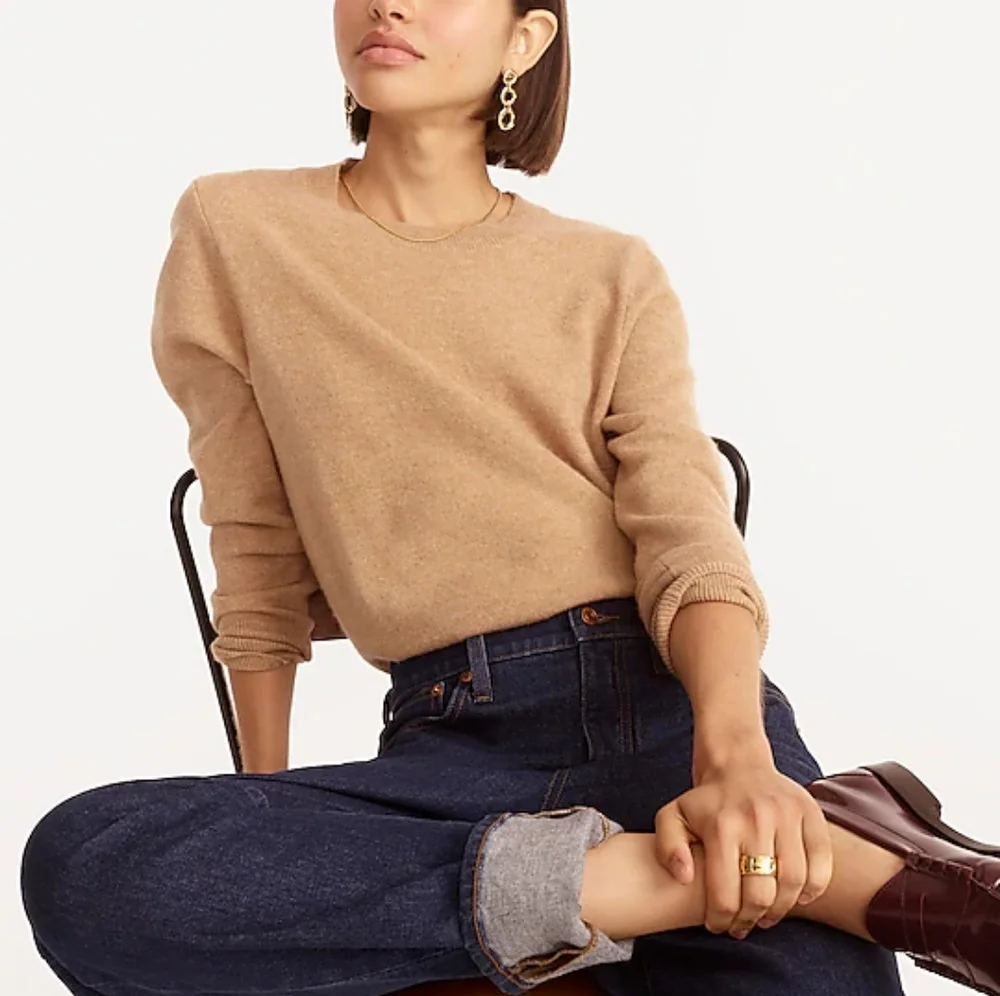J. Crew Cashmere Camel Crewneck Sweater - Picture 1 of 4